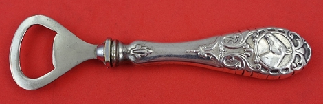 Bottle Opener  HH  w/ silverplated Implement 5 7/8